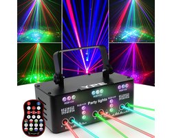 YPE® Discolamp - Party Lights - Disco licht - Party Laser - Ultra Party Laser met 21 outputs - Lasers, LED's en Stroboscoop effect - Afstand bestuurbaar, Geluid gestuurd en DMX ondersteuning