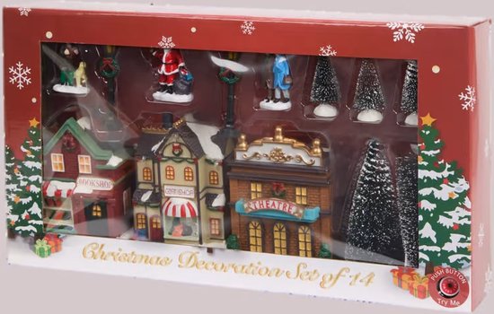 Kerstdorp met verlichting