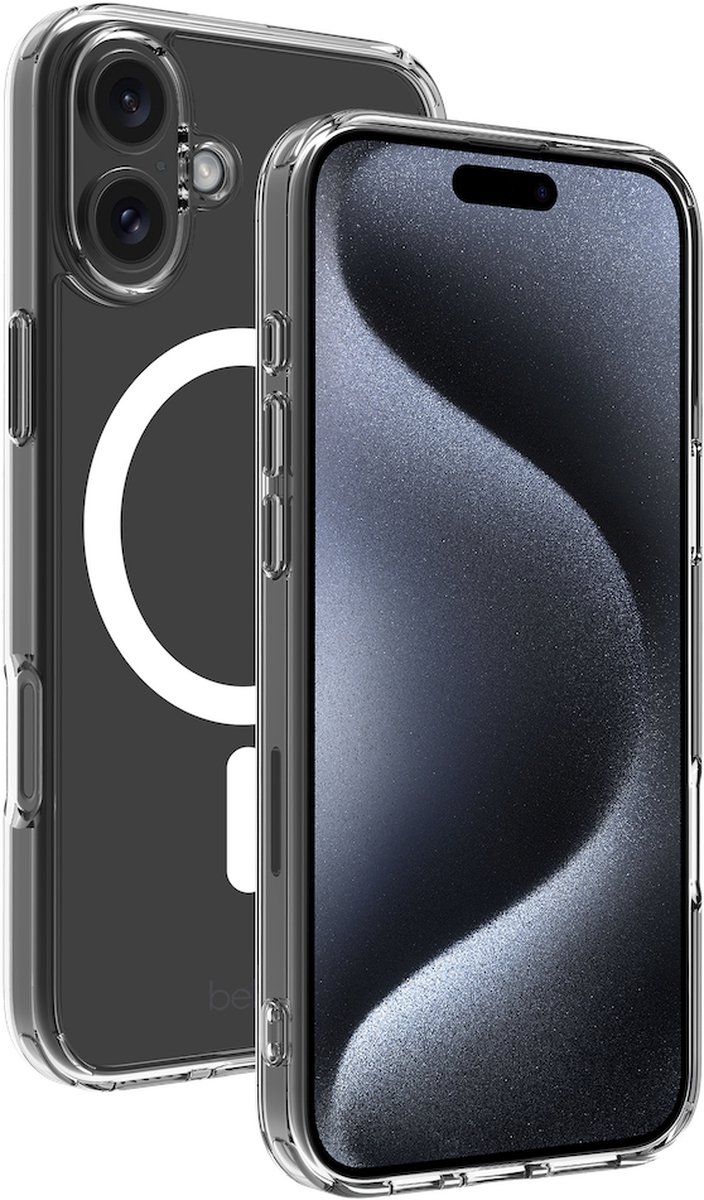 BeHello iPhone 16 Hoesje - Magsafe - Magnetische Ring - Flexibel iPhone 16 Hoesje - Plastic - Transparant