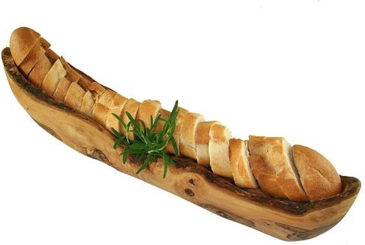 Prachtige unieke Olijfhouten Broodschaal - Natuurproduct met Karakter ca. 40-45cm