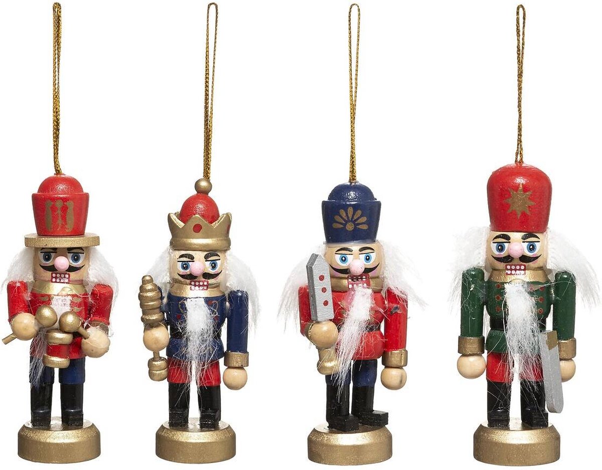 Set van kerstversieringen, notenkraker, 8 x 4 cm