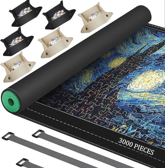Tapis De Puzzle Roulant 66x116 Cm Avec 3 Bandes Velcro - Pour Puzzles Jusqu'à 1500 Pièces - Idéal Pour Gagner De La Place - 14