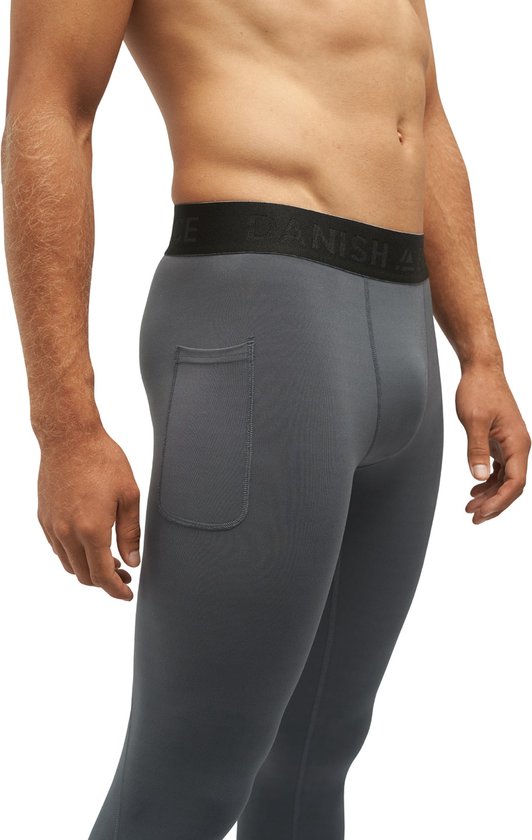 Pantalon de compression DANISH ENDURANCE - Homme - Couche de base pour l'entraînement - Set de 2 - Zwart et Grijs - L