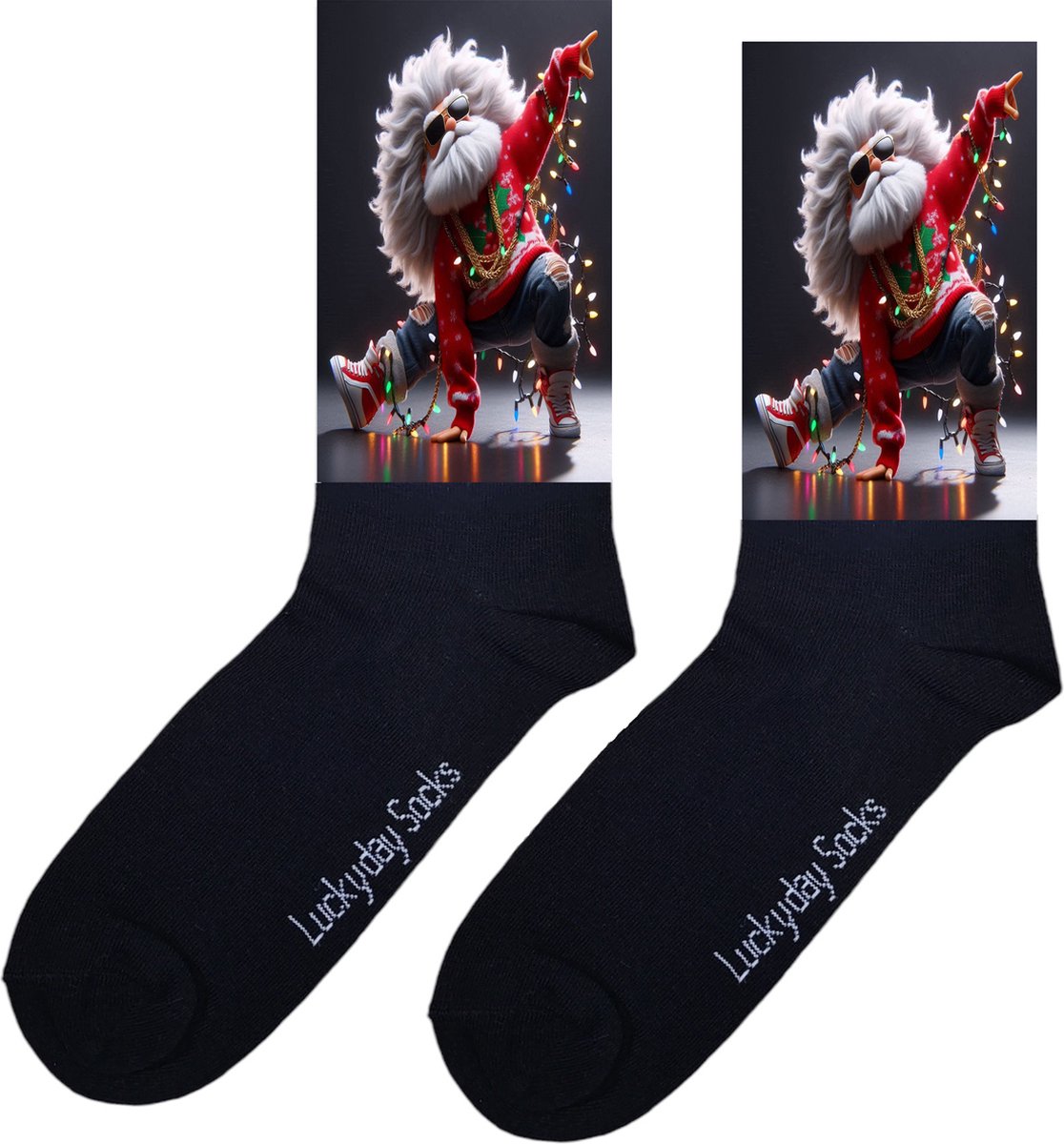 Kerstsokken - Kerstcadeau - Kerstman stoere sokken - December Kado - Grappige sokken - Leuke sokken - Vrolijke sokken - Kerst Cadeau sokken - LuckyDay Socks - Sokken waar je vrolijk van wordt - Maat 37-44