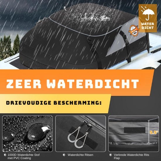 GOPLUS 424L Auto Dachbox, Faltbare & wasserdichte Dachtasche mit Anti-Rutsch-Matte, Schloss & 6 Türhaken, Dachkoffer für alle Fahrzeuge mit/ohne Gepäckträger, für Reisen Gepäcktransport (Orange Stil