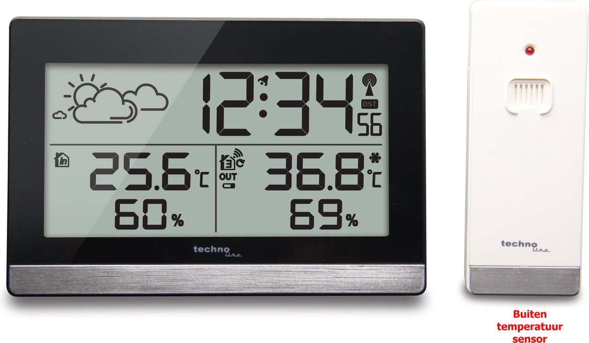 Technoline WS9255 KLOK / WEKKER met TEMPERATUURWEERGAVE en WEERSTATION