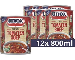 Unox Soep In Blik - Stevige Tomatensoep - gemaakt met soepballen van vlees, vermicelli en lekker veel groenten - 12 x 800 ml