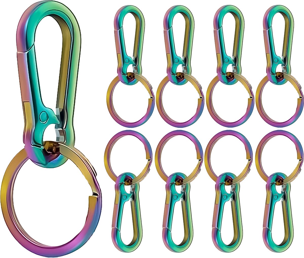 LERANXIN 30 stuks mini sleutelring karabijn, hart karabijn sleutelhanger, kleurrijke karabijnring, karabijnhaak, voor riemketting, sleutelhangers, rugzak, DIY-knutselwerk