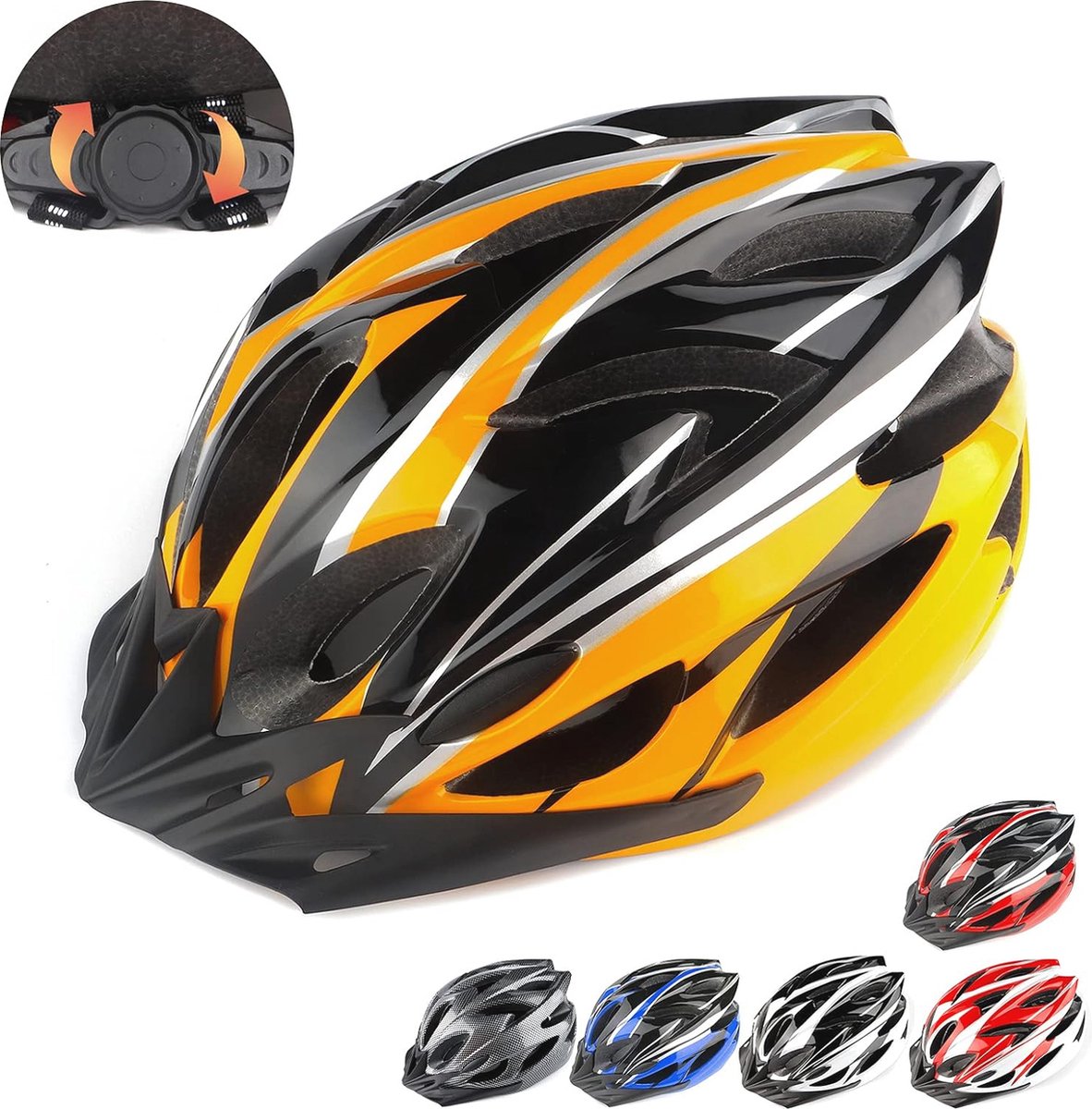 Verstelbare Fietshelm voor Volwassenen met Afneembaar Vizier en Ventilatie 58-61 cm - Veilig en Comfortabel