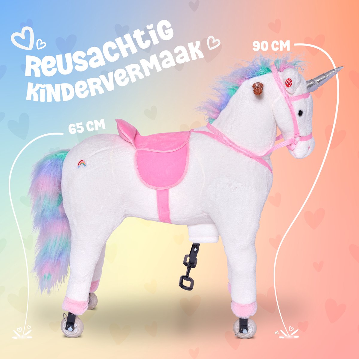 Cheval à Bascule Sur Roulettes Pink Papaya - XXL 90 Cm, 80 Kg Max, Avec Sons, Dès 5 Ans