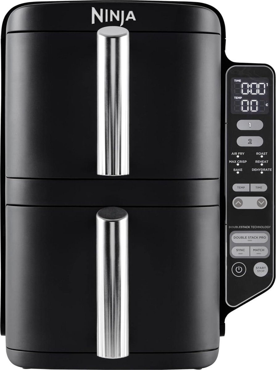 Ninja Double Stack Airfryer XXL - 7.6 Liter - Dubbele Gestapelde Lades - 6 Programma's - Inclusief 2 Kookrekjes - SL300EU