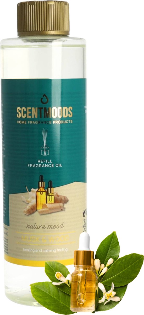 Scentmoods Geurstokjes Navulling - Musk & Wood - Geurverspreider - Luchtverfrisser - Huisparfum - 400ml