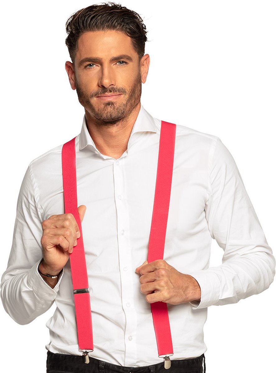 Scoby - 2 x Bretels voor Mannen - Verstelbaar - Modieuze en Praktische Accessoire voor Business, Bruiloften en Feesten - Feestartikelen - Roze - 2 Stuks
