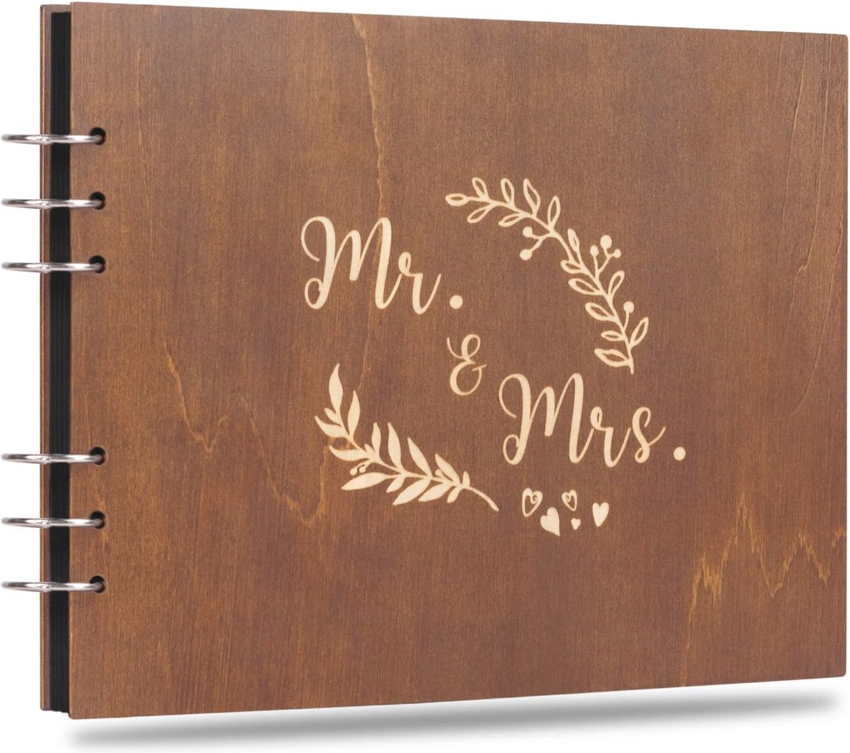 28 cm Houten Gastenboek Album voor Bruiloft en Verjaardag - Bewaar je Herinneringen met 80 Pagina's