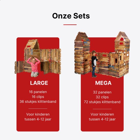 Fantasy Forts Large Set - Speelhuisje - 4 tot 12 jaar - 16 Platen - 16 Clips - 36 Klittenband stukjes - Hut bouwen - Bouwpakket kinderen