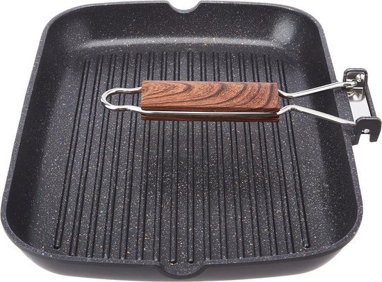 Milieuvriendelijke Titanium Grillpan voor Inductie - 34 x 24 cm met Antiaanbaklaag van Merkloos	 — afbeelding 2