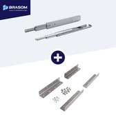 BRASOM Glissières de tiroir avec montage inférieur - 2 pièces - 700 mm - 28 pouces - Capacité de charge 250 kg - Système de guidage de tiroir - Roulements à billes - Sans serrure