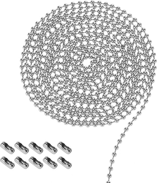 Foto: Zilveren kogelketting roestvrij staal ketting voor sleutelhanger metaal hangketting 10 stuks connectoren knutselprojecten hangende ornamenten hoge plafondventilatie