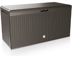 Grote Opbergbox 290L voor Buiten - Tuinbox met Wielen en Deksel in Bruin