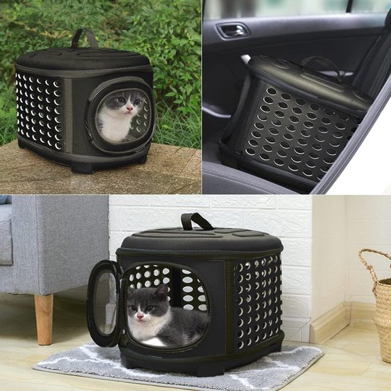 Bibykivn Opvouwbare Ademende Kattentas - Transportbox Voor Kleine En Middelgrote Katten En Honden, Grijs