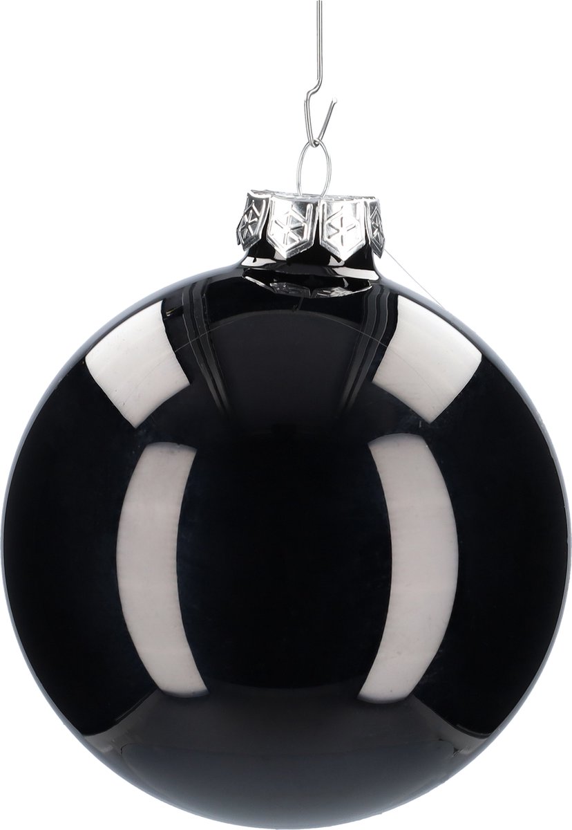Glazen kerstballen - Set van 4 stuks/100mm - Luxe kerst decoratie - Sfeervolle kerstversiering voor in de kerstboom - Glas - Black Combi - Zwart – foto 7