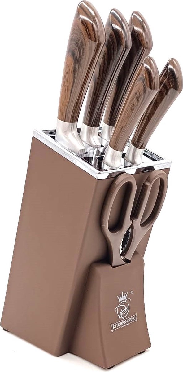 Royal Swiss® Messenset – Messenblok – 7-Delige – Krasbestendig - RVS - bruine