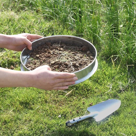 Ronde Tuinzeef 30 cm met 5 Verwisselbare Maasmaten - Roestvrijstalen Bodemzeefset voor Tuin en Compost — afbeelding 3