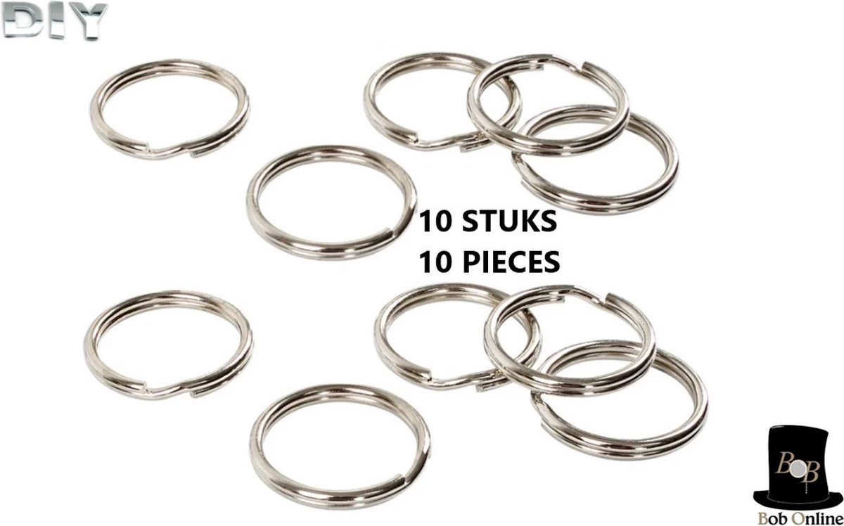 Bob Online™ - 10 Stuks - 25mm Diameter DIY Sleutelhanger Ringen - Ringen voor sleutelhangers - Roestvrijstalen ringen - Sleutelhanger – 10 Pcs – 25mm Keyrings – Stainless Steel Key Rings