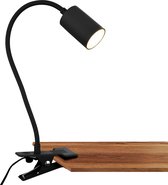 B.K.Licht - Bureaulamp met snoerschakelaar - klemlamp - warm witte lichtkleur - draaibaarleeslamp - 40x10x6,5 cm - zwart