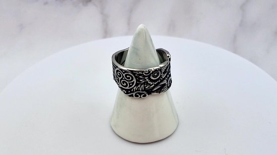 Mei's - Viking Shadow Ravens - ring heren - raaf - RVS zilver - ringmaat 61 mm