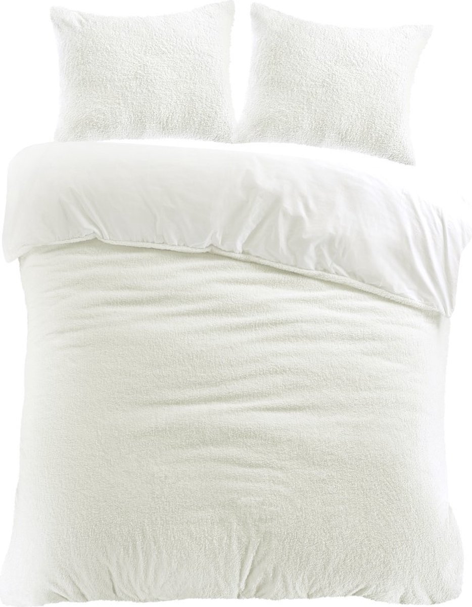 Decoware Teddy Fleece Dekbedovertrek 240x220 cm - Ivoor - Onderkant Microvezel - Met Kussenslopen - Lits-jumeaux