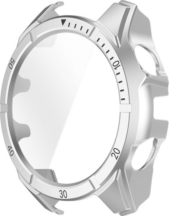 Protecteur d'écran pour boîtier de montre - boîtier - verre trempé - adapté pour Garmin Fenix ​​​​8 (43 mm) - argent-noir