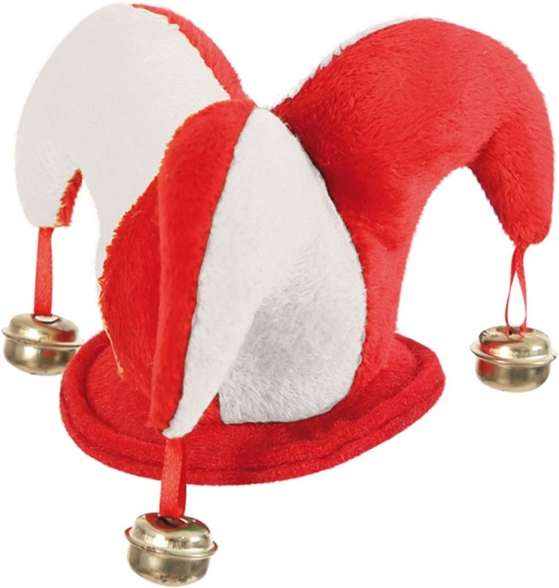 Clownshoedje op clip - Rood-wit - narrenmuts