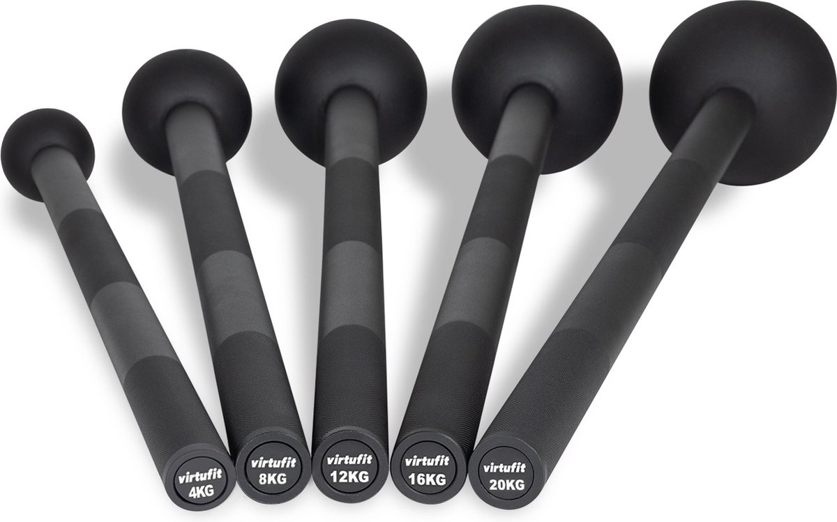 VirtuFit Macebell Set - Zwart - 4, 6, 8, 10, 12 kg