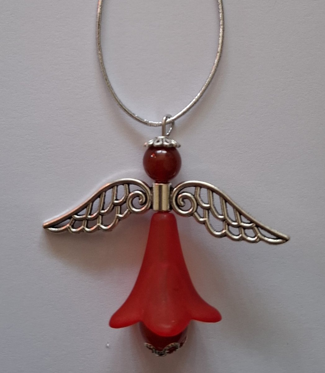 mineraalsteen Kerstengel Boomversiering "Carneool" rood