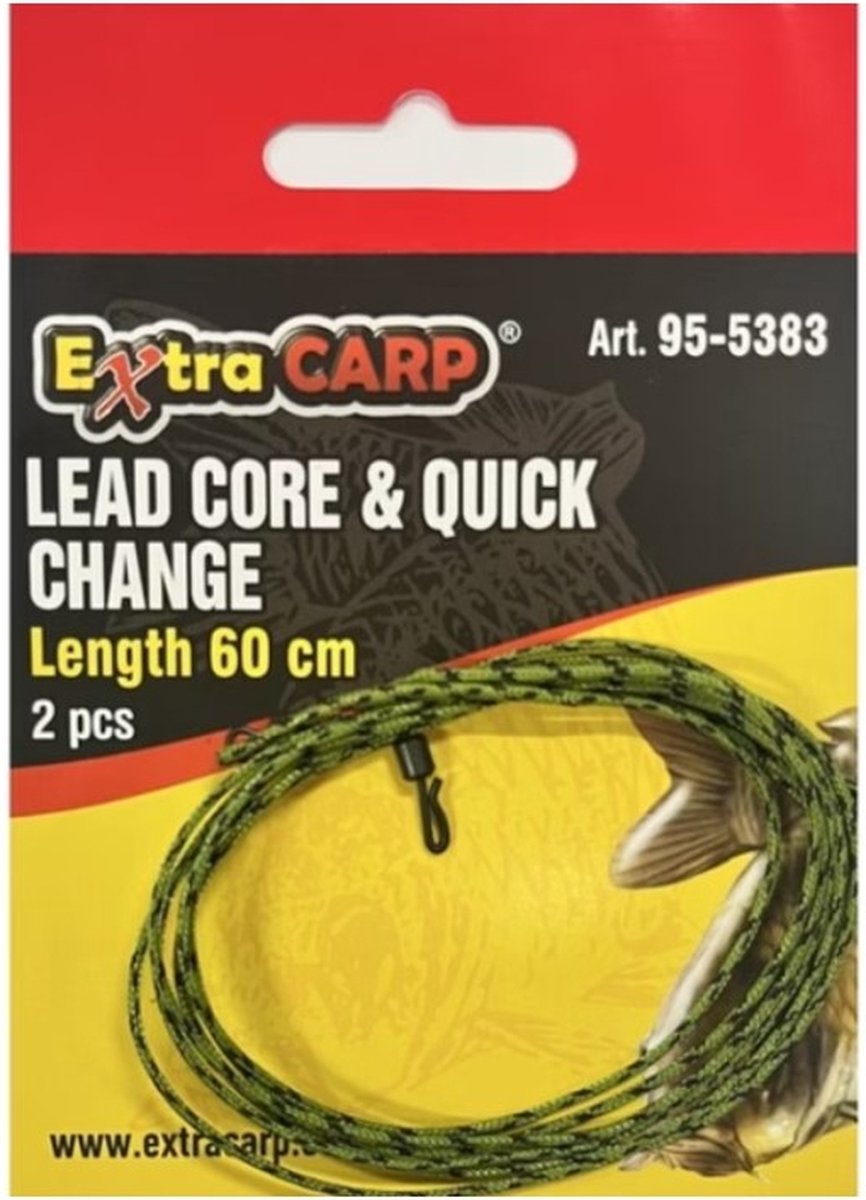EXC Lead Core & Quick Change - 60cm - 2 stuks - Leadcore Leader met Swivel - Karper Vissen Onderlijn