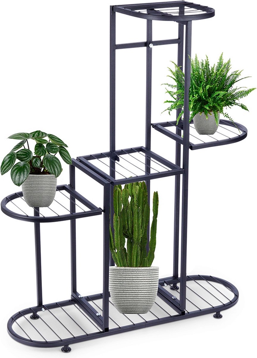Plantenstandaard Metaal Zwart 5-Niveaus 84,5 cm - Plantenrek voor Bloempotten