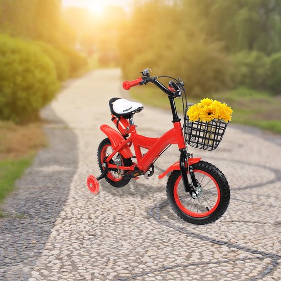 Vélo Unisexe Pour Enfant De 14 Pouces Avec Roue Auxiliaire Frein Rtropdalage Roues Stabilisatrices Cadeau Appropri Pour Les Enfants De 3 5 Ans Rose