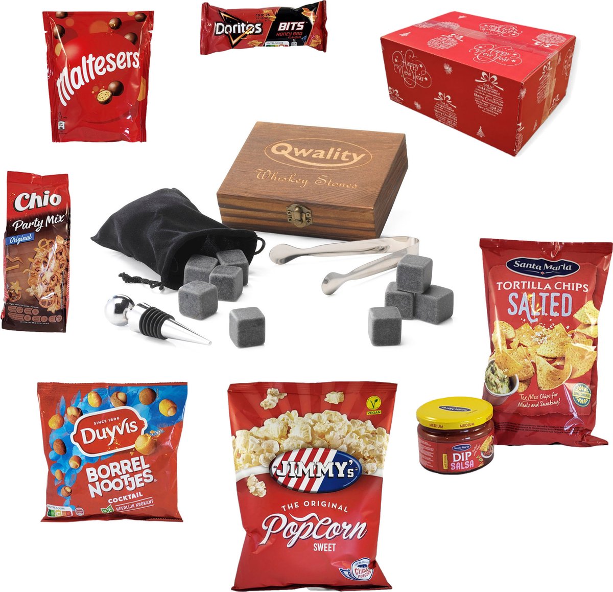Kerstpakket 2026 – Whiskey 9 Set - Origineel Kerst Pakket – Unieke Kerstpakketten – Christmas Present – Kerstcadeau voor hem haar collega man vrouw - Qwality