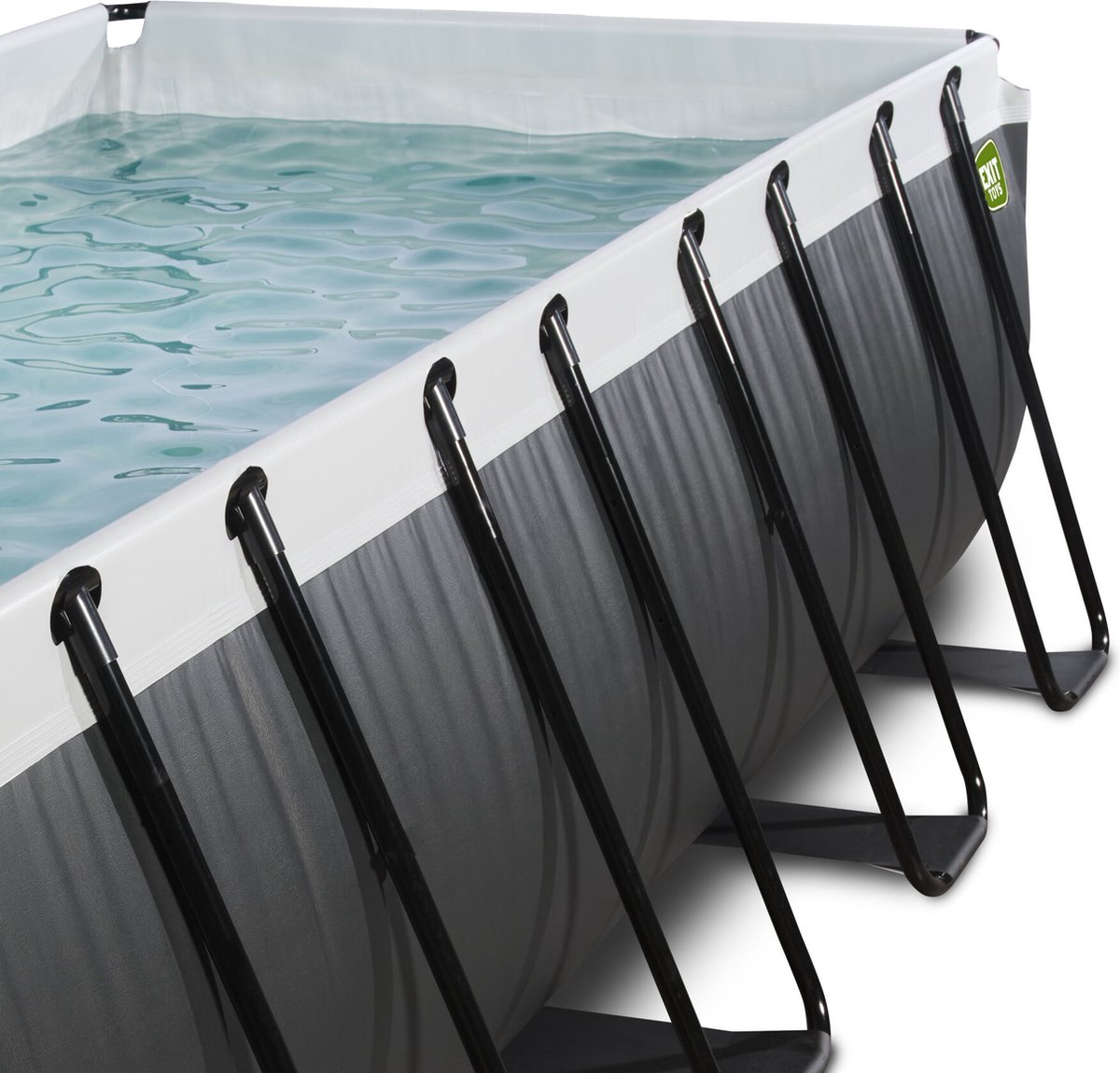 EXIT Black Leather Frame Zwembad 400x200x100cm - Opzetzwembad - met Filterpomp - Rechthoekig - Zwart