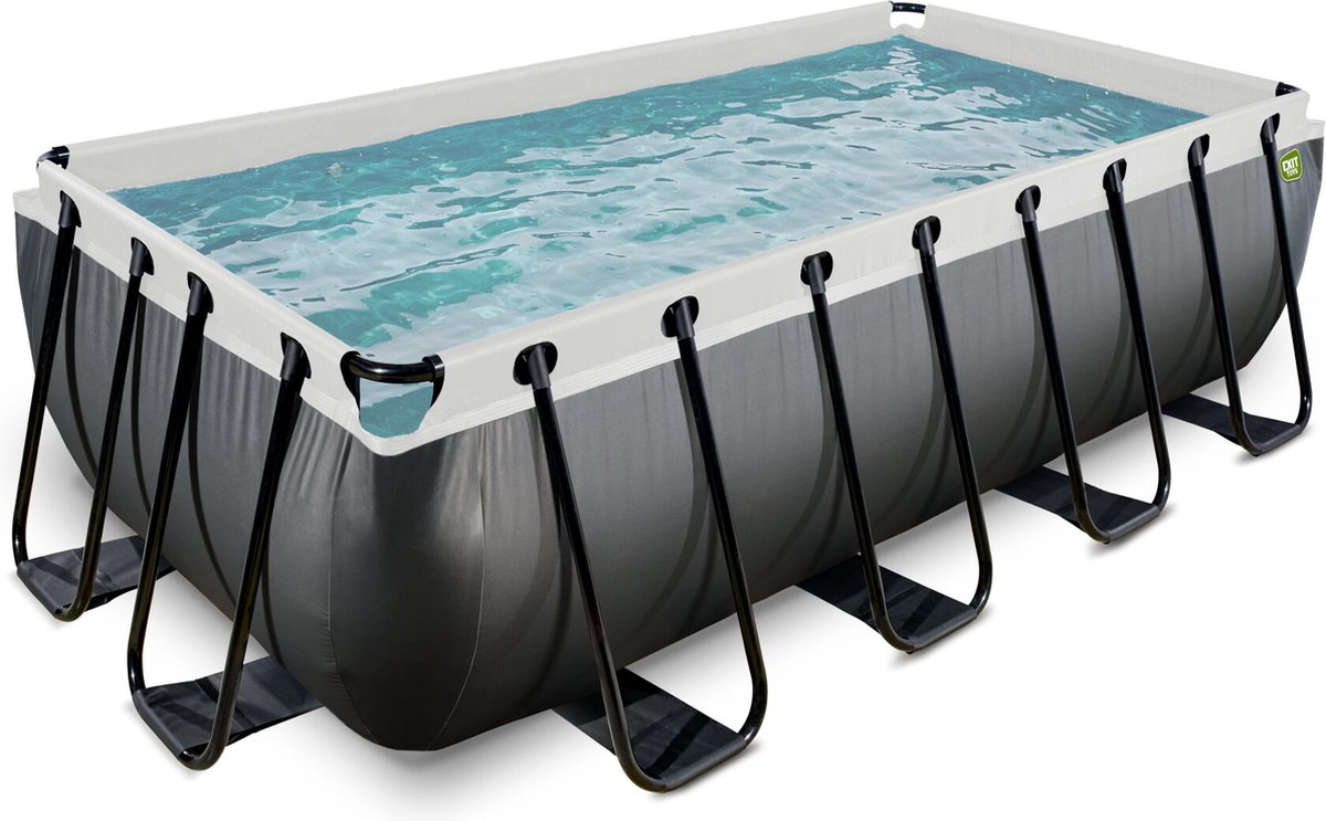 EXIT Black Leather zwembad 400x200x100cm met filterpomp - zwart