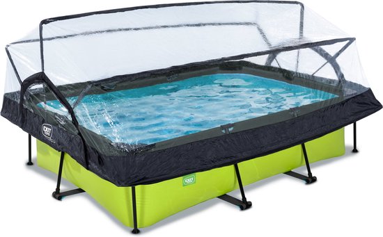 EXIT Lime zwembad 220x150x65cm met filterpomp en overkapping - groen