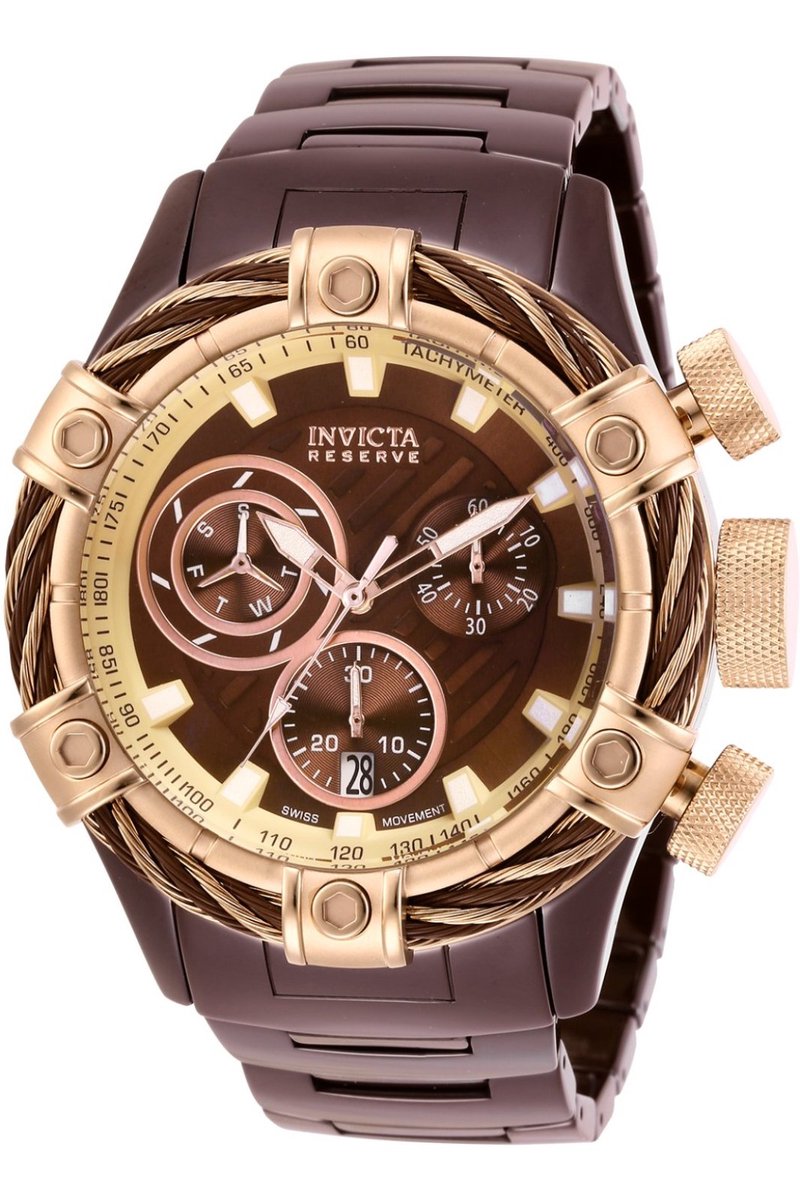 Invicta Bolt 29031 Heren Horloge - Waterdicht - Analoog - Quartz Uurwerk - Keramisch met bruine Wijzerplaat -50mm