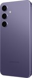 Arrière du Samsung Galaxy S24 violet avec trois appareils photo et le logo Samsung.