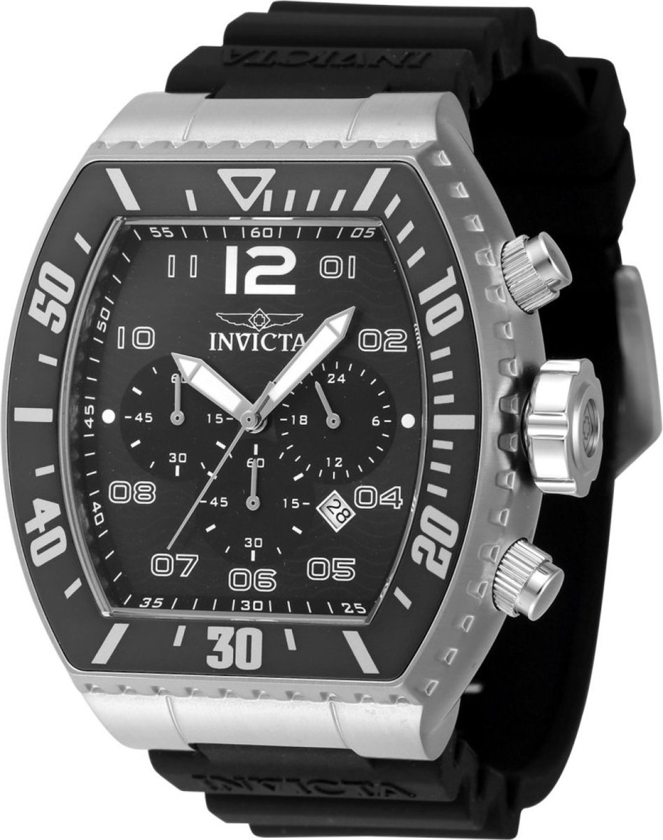 Invicta Pro Diver 47282 Heren Horloge - Waterdicht - Analoog - Quartz Uurwerk - Roestvrij Staal met zwarte Wijzerplaat - 51mm