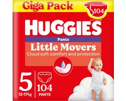 Huggies® Little Movers baby luierbroekjes, Maat 5 (12 tot 17 kg), 104 luierbroekjes met Disney© designs, Giga pack