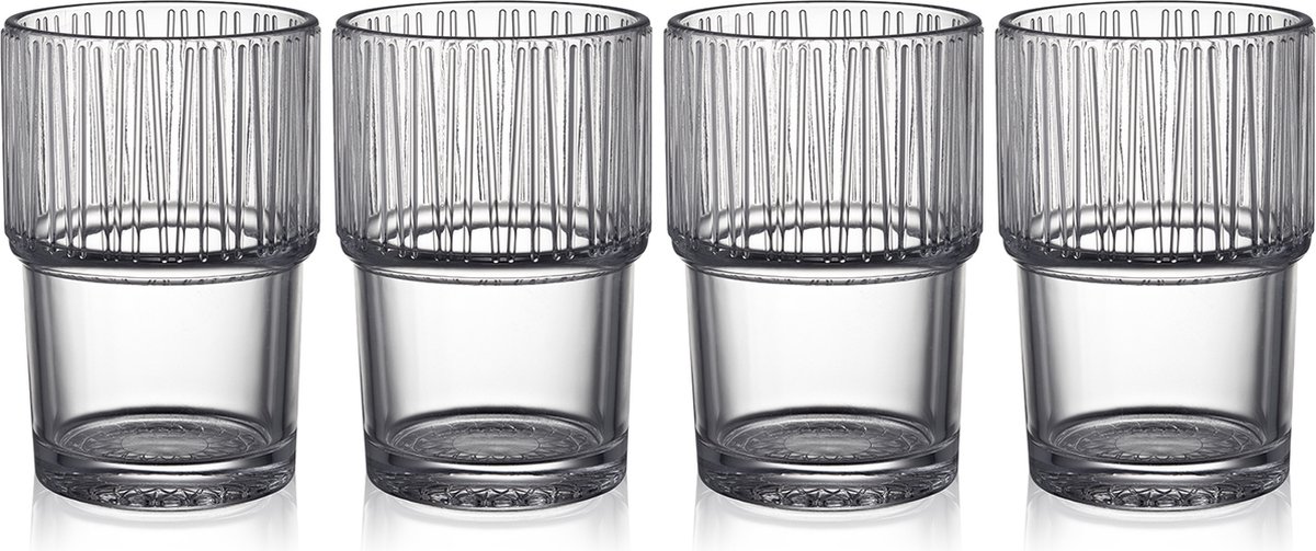 BITZ Kusintha Café-glas 12,5 cm 38 cl 4 st. Helder