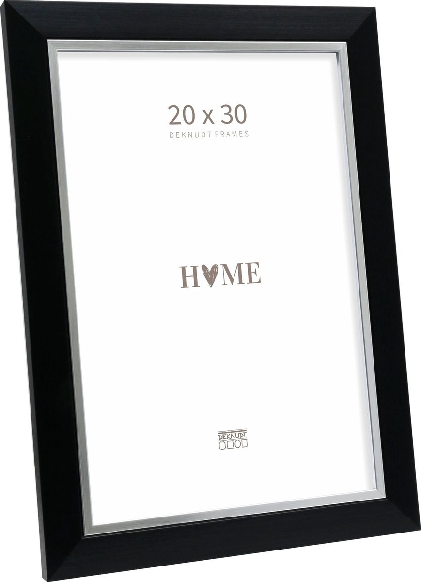 Deknudt Frames fotolijst S45VH2 - zwart met zilverbies - foto 20x30 cm