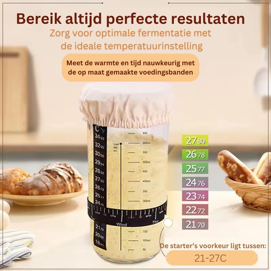 Set van 700 ml zuurdesemfermentatiepotten, set voor het laten rijzen Set van 700 ml zuurdesemfermentatiepotten, set voor het laten rijzen