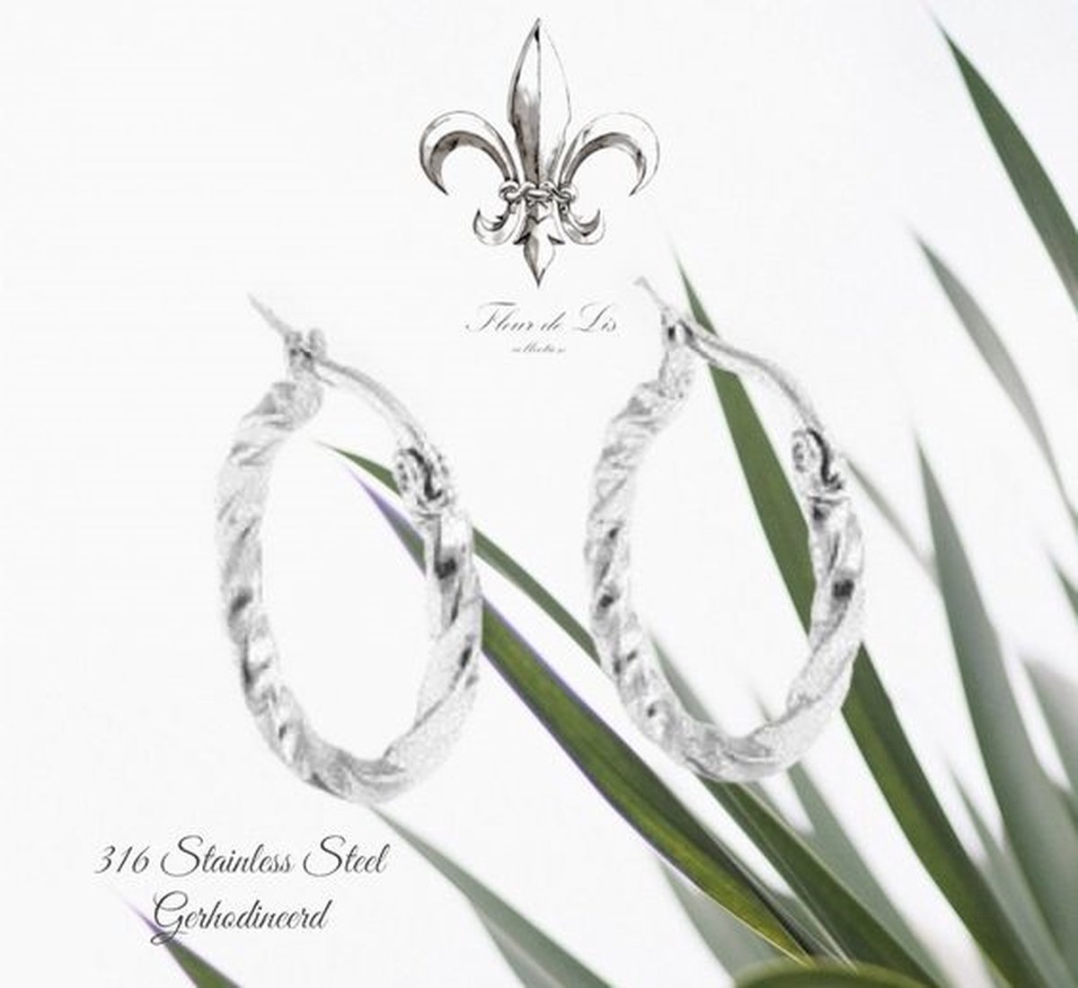 Fleur de Lis - Klassieke oorbellen / oorringen - 20 mm - fantasie gedraaid - gerhodineerd stainless steel (RVS) - Volwassenen Jeugd Kinderen - Unisex - Casual Feest Bruiloft Gala